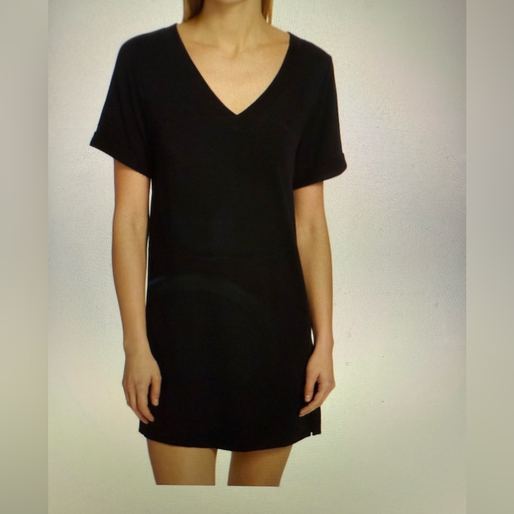 Splendid Black Sylvia V-Neck T-shirt Dress